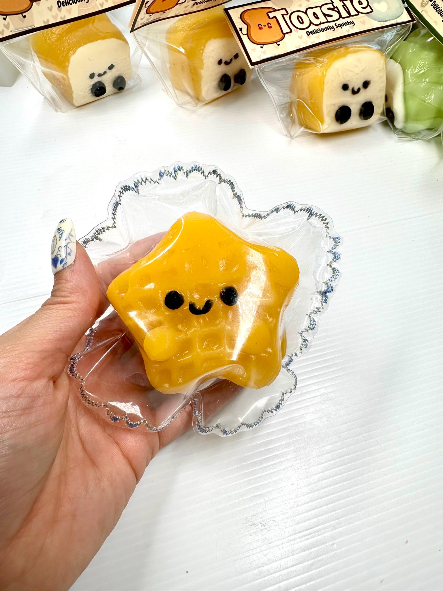Handmade Star Waffle Squishy | Slow-Rise Stress Relief | Sensory Fidget Toy | Kawaii Gift